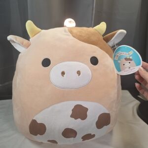 Squishmallows Nightingale the Cow 14" Brown & Cream Spotted Plush NWT